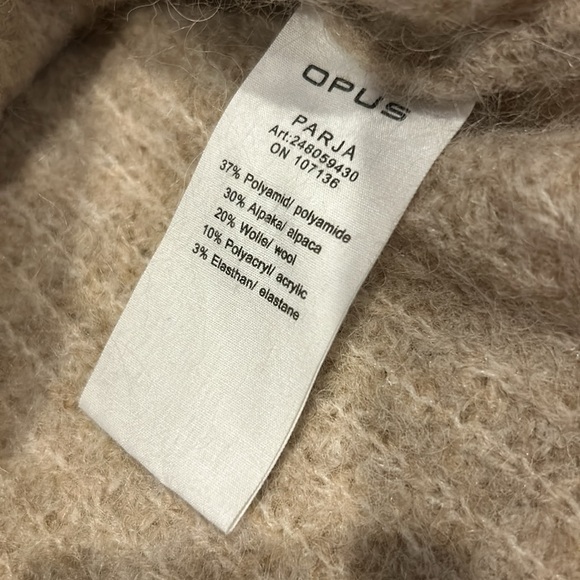 Opus •S• Parja Oatmeal Wool Alpaca Blend Neutral Turtleneck Sweater - Picture 9 of 12